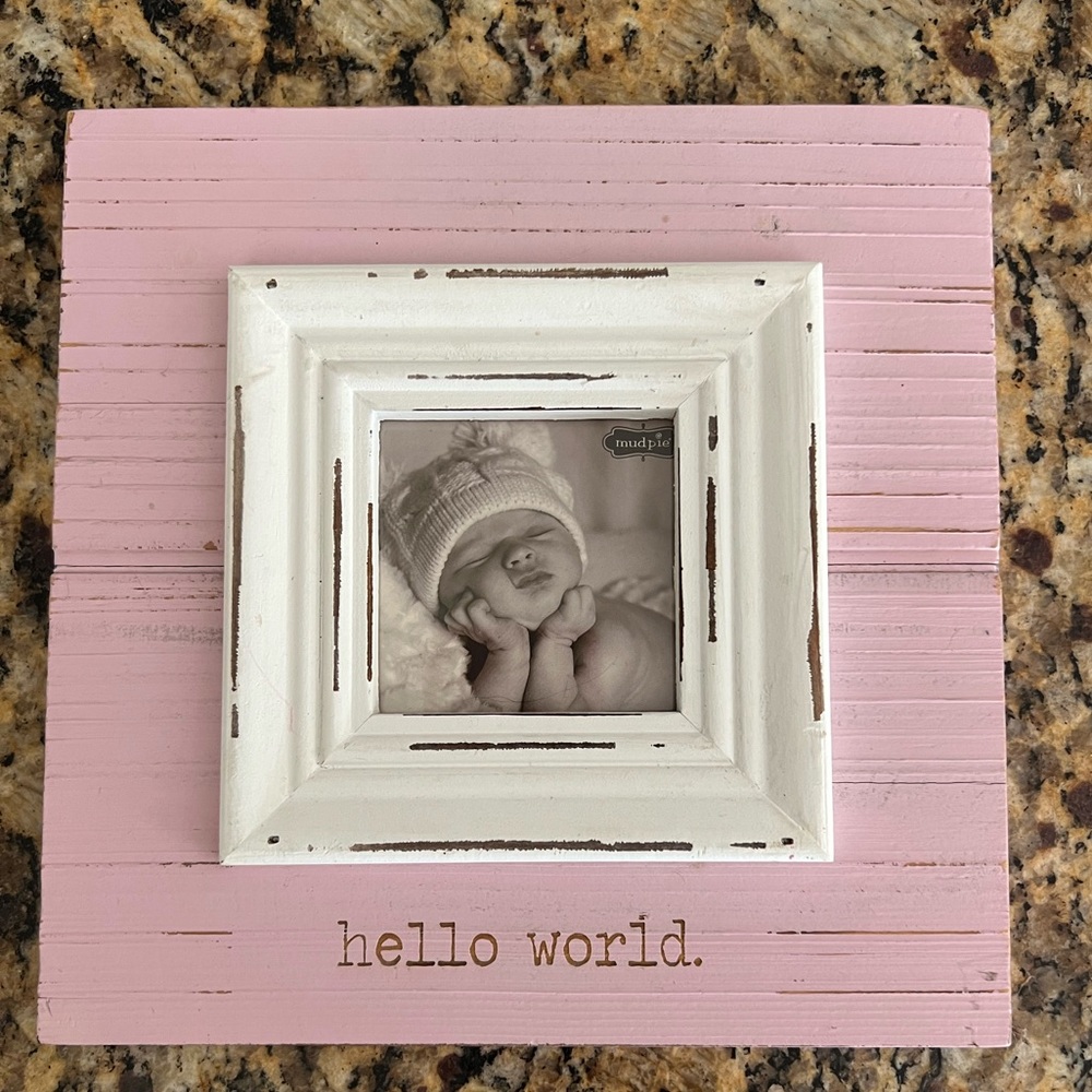 MudPie hello world pink picture frame.